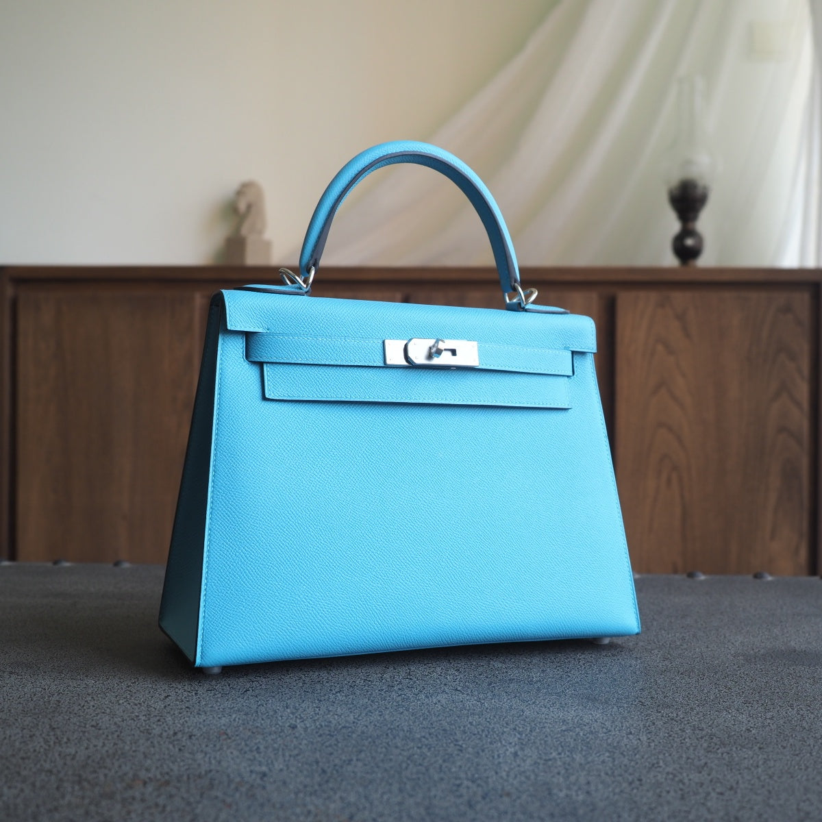 Hermes Kelly 28cm P3/北方蓝/Blue du nord Epsom leather Palladium hardware