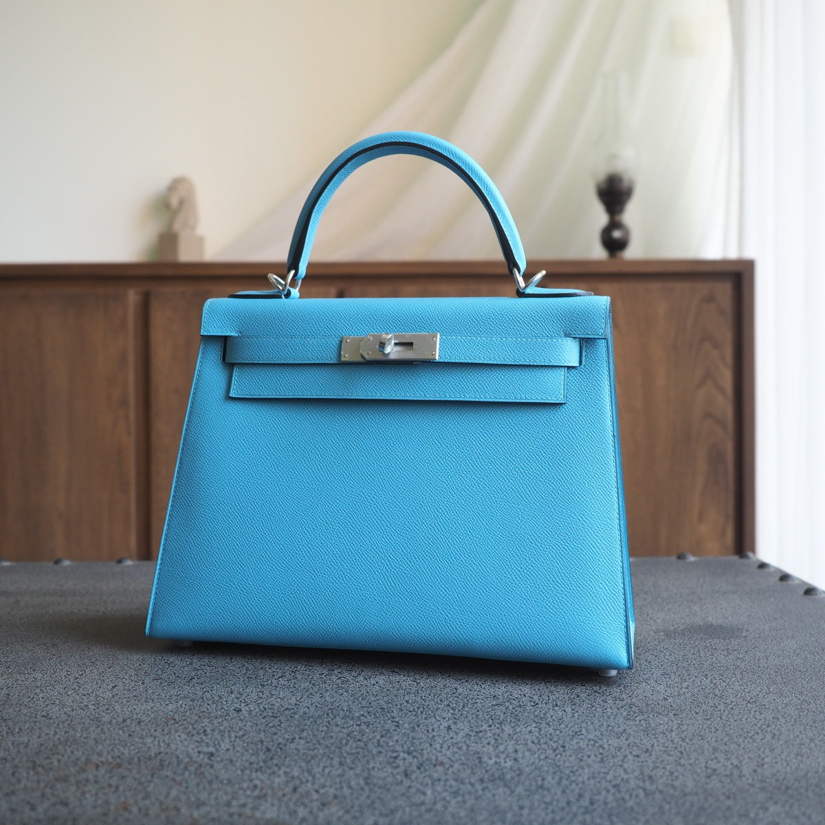 Hermes Kelly 28cm P3/北方蓝/Blue du nord Epsom leather Palladium hardware
