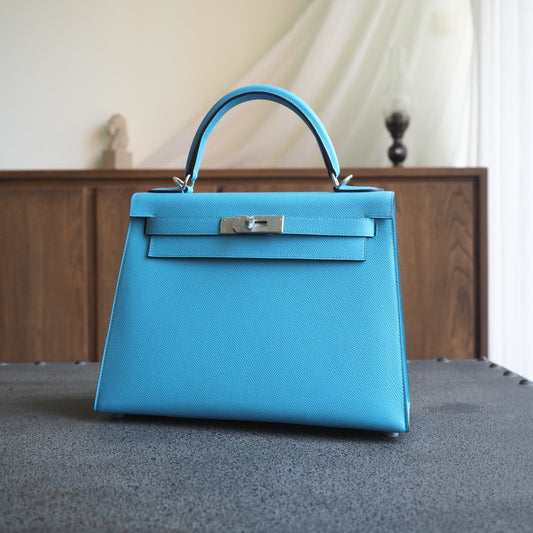 Hermes Kelly 28cm P3/北方蓝/Blue du nord Epsom leather Palladium hardware