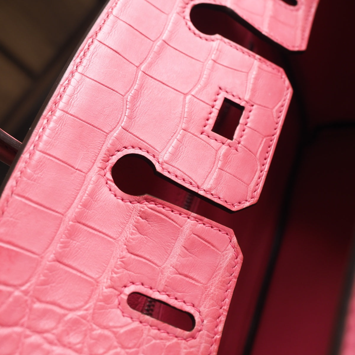 Hermes Birkin 25cm U5/唇膏粉/Rose lipstick Crocodile leather Palladium hardware
