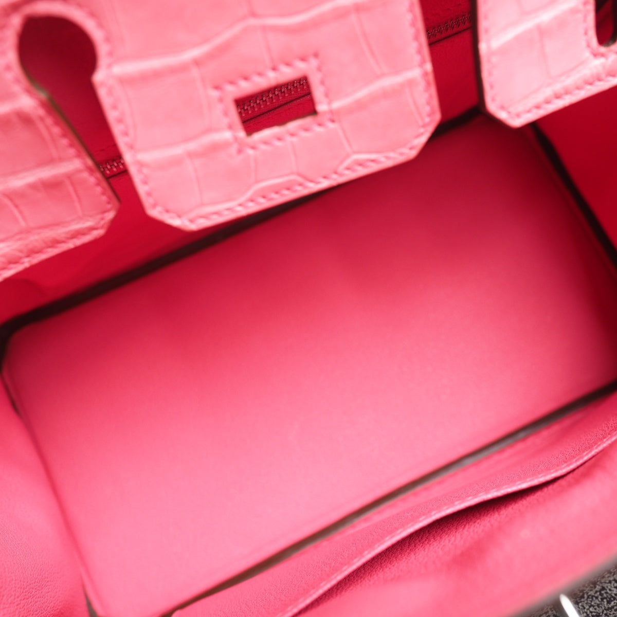 Hermes Birkin 25cm U5/唇膏粉/Rose lipstick Crocodile leather Palladium hardware