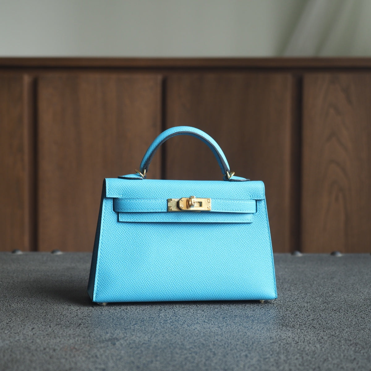 Hermes Mini Kelly 19cm P3/北方蓝/Blue du nord Epsom leather Gold hardware