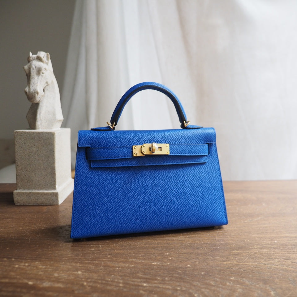 Hermes Mini Kelly 19cm B3/坦桑尼亚蓝/Blue Zanzibar Epsom leather Gold hardware