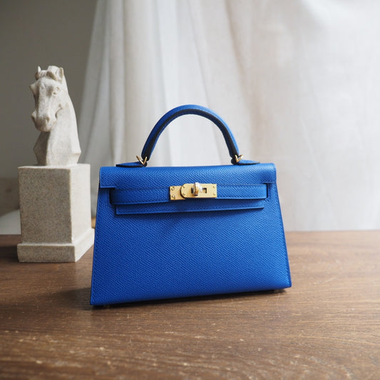 Hermes Mini Kelly 19cm B3/坦桑尼亚蓝/Blue Zanzibar Epsom leather Gold hardware