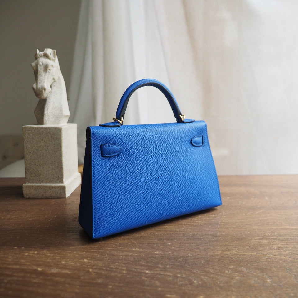 Hermes Mini Kelly 19cm B3/坦桑尼亚蓝/Blue Zanzibar Epsom leather Gold hardware