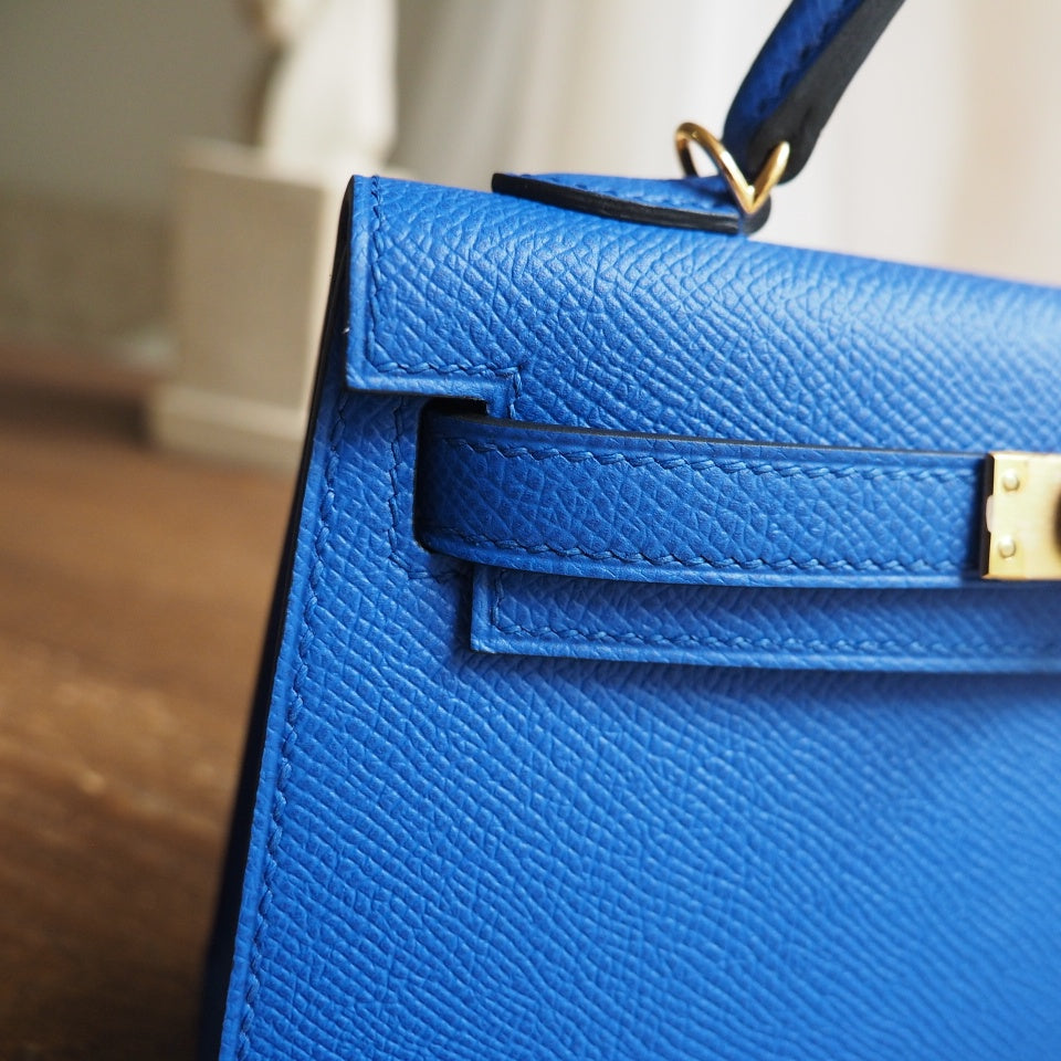 Hermes Mini Kelly 19cm B3/坦桑尼亚蓝/Blue Zanzibar Epsom leather Gold hardware
