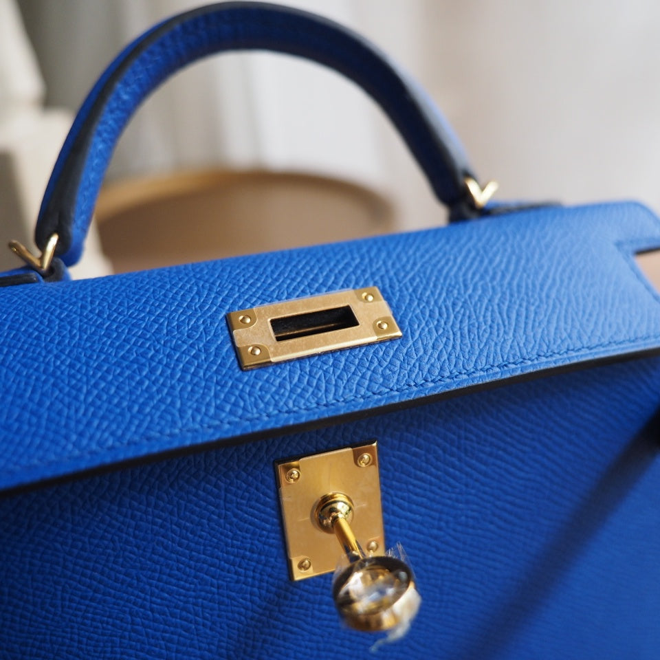 Hermes Mini Kelly 19cm B3/坦桑尼亚蓝/Blue Zanzibar Epsom leather Gold hardware
