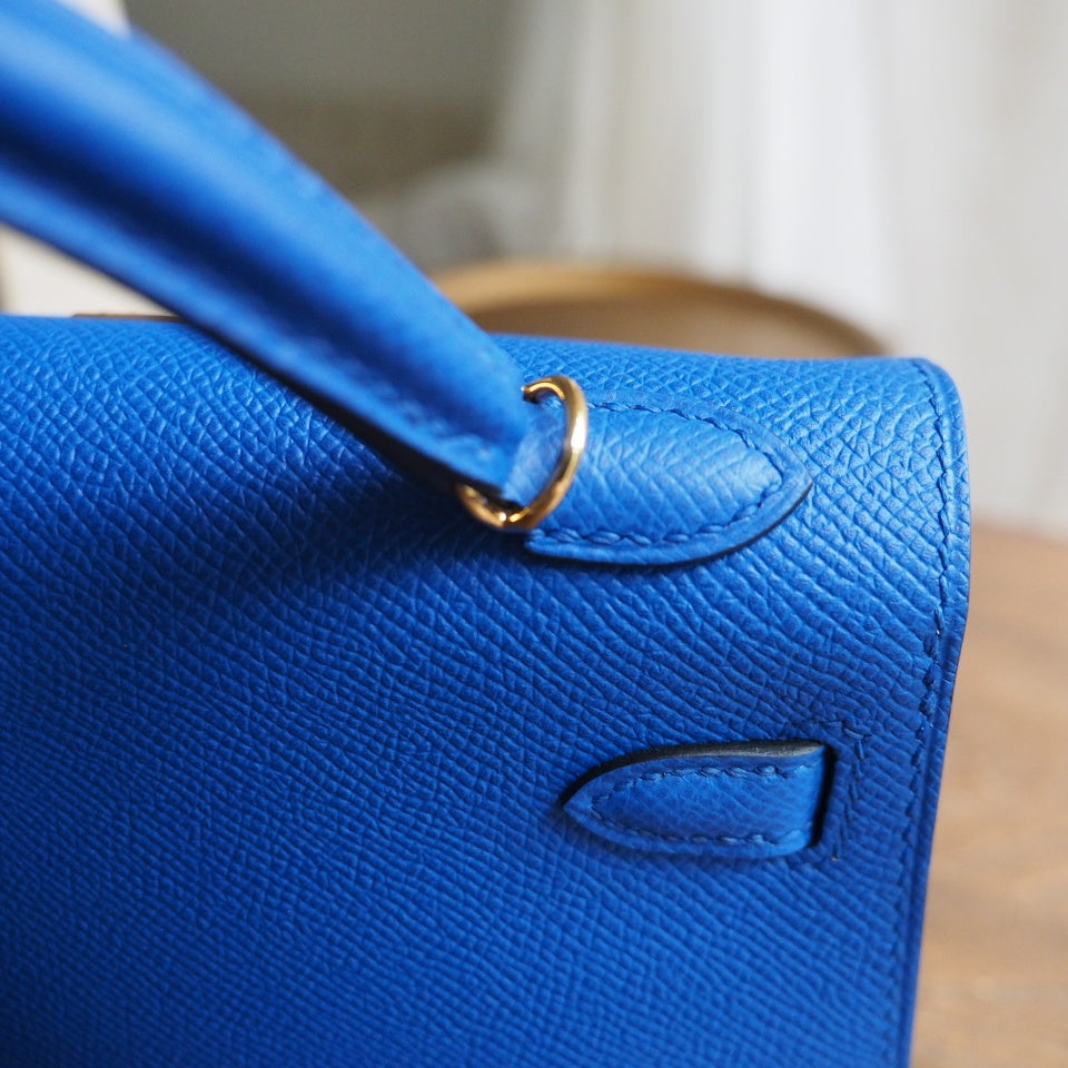 Hermes Mini Kelly 19cm B3/坦桑尼亚蓝/Blue Zanzibar Epsom leather Gold hardware