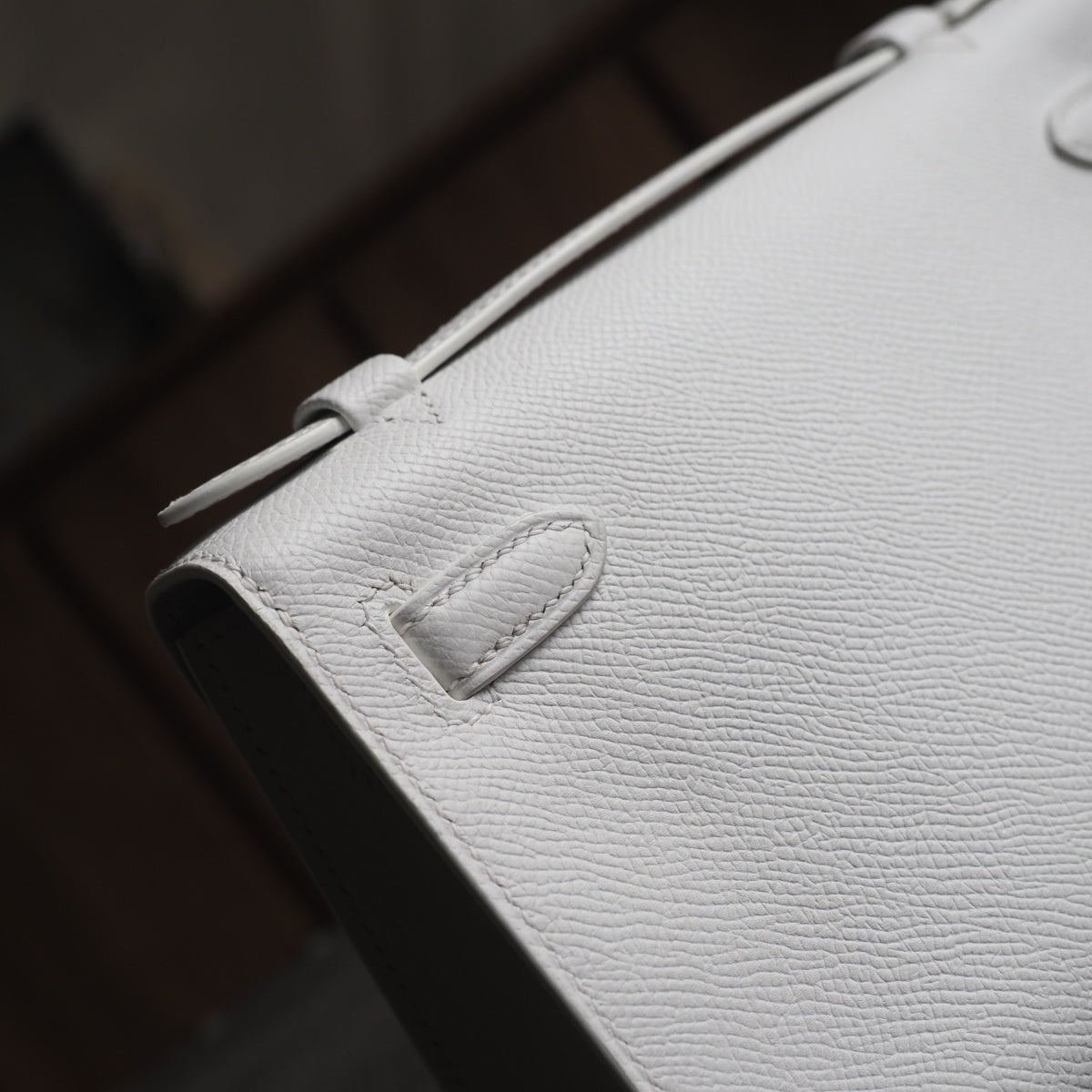 Hermes Mini Kelly 22cm 01/纯白色/Blanc Epsom leather Palladium hardware