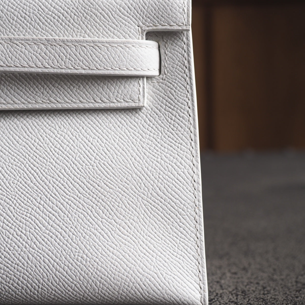 Hermes Mini Kelly 22cm 01/纯白色/Blanc Epsom leather Palladium hardware
