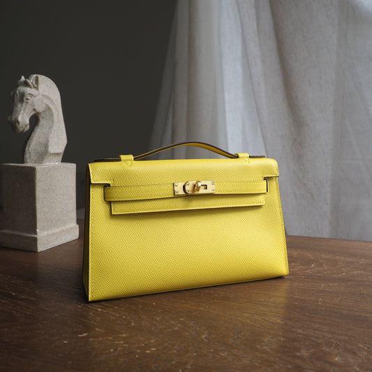 Hermes Mini Kelly 22cm 9O/那不勒斯黄/NaPles Epsom leather Gold hardware