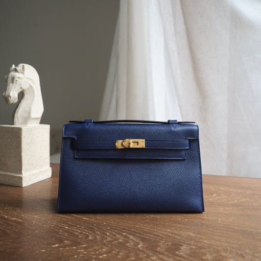 Hermes Mini Kelly 22cm 73/宝石蓝/Blue SaPhir Epsom leather Gold hardware