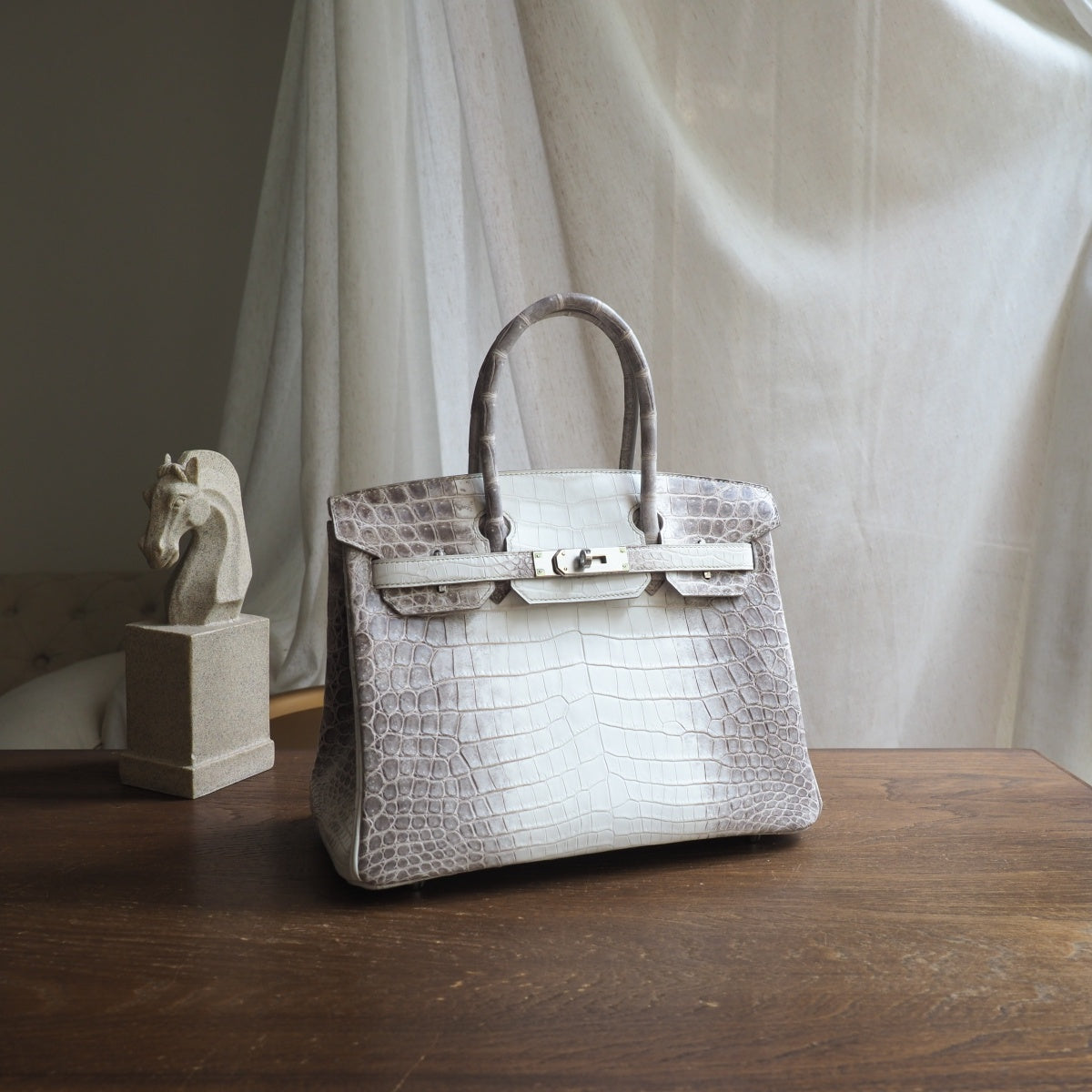 Hermes Birkin 30cm 8D/喜马拉雅灰/Himalaya grey Crocodile leather Palladium hardware
