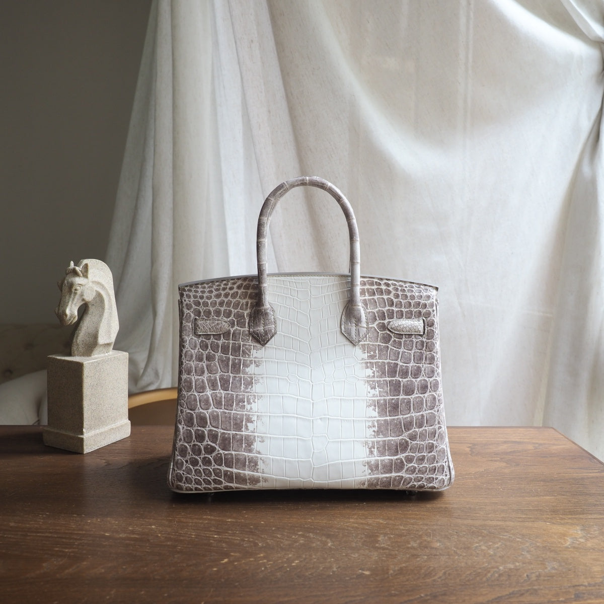 Hermes Birkin 30cm 8D/喜马拉雅灰/Himalaya grey Crocodile leather Palladium hardware