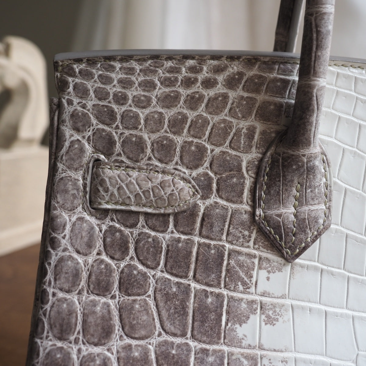 Hermes Birkin 30cm 8D/喜马拉雅灰/Himalaya grey Crocodile leather Palladium hardware
