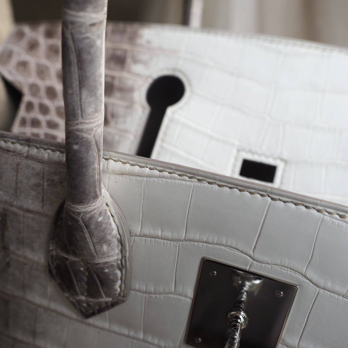 Hermes Birkin 30cm 8D/喜马拉雅灰/Himalaya grey Crocodile leather Palladium hardware