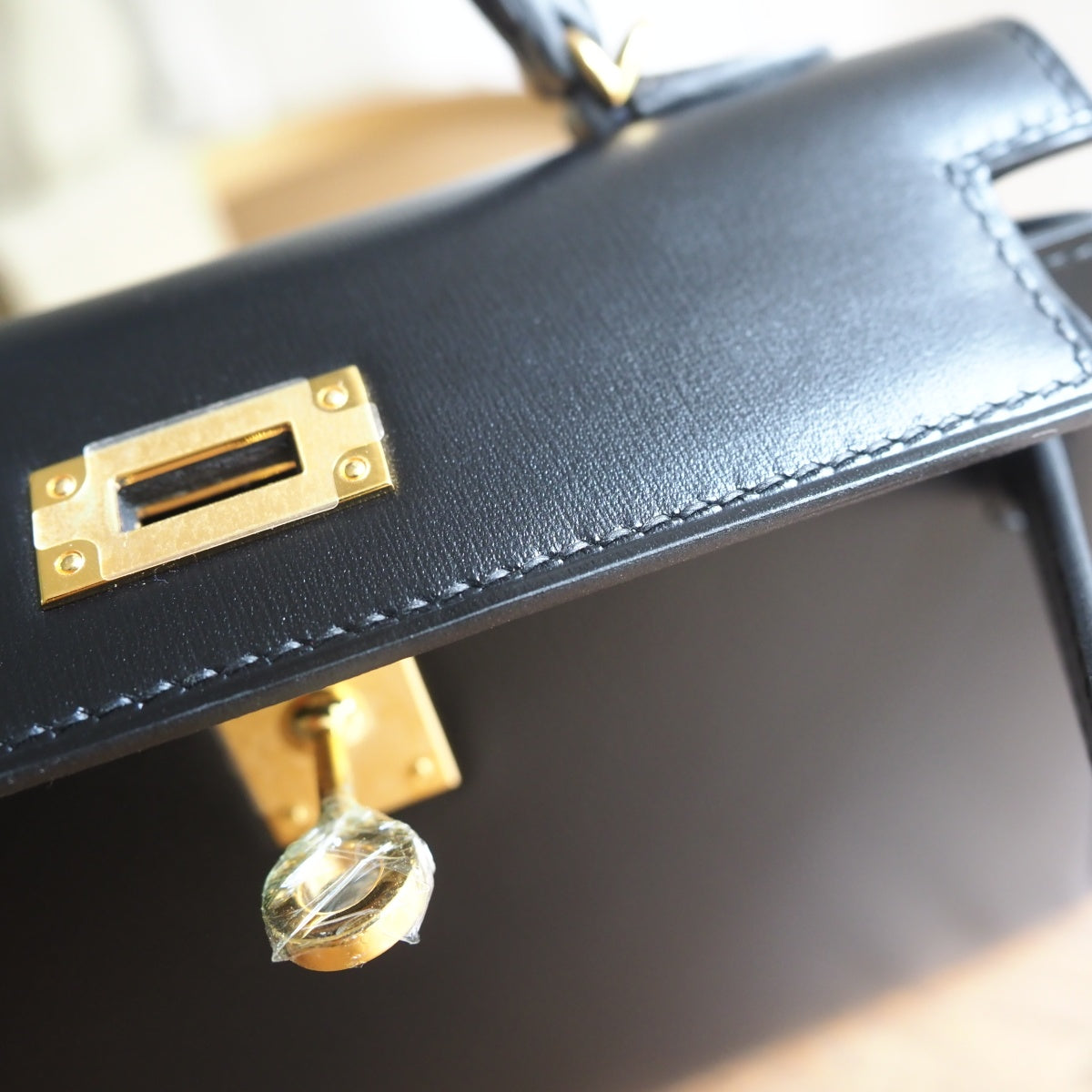 Hermes Mini Kelly 19cm 89/黑色/Noir Box leather Gold hardware