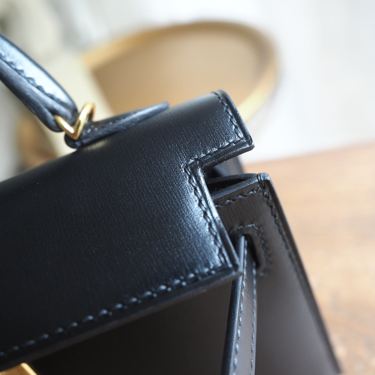 Hermes Mini Kelly 19cm 89/黑色/Noir Box leather Gold hardware