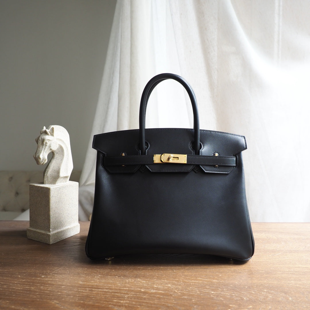 Hermes Birkin 30cm 89/黑色/Noir Box leather Gold hardware