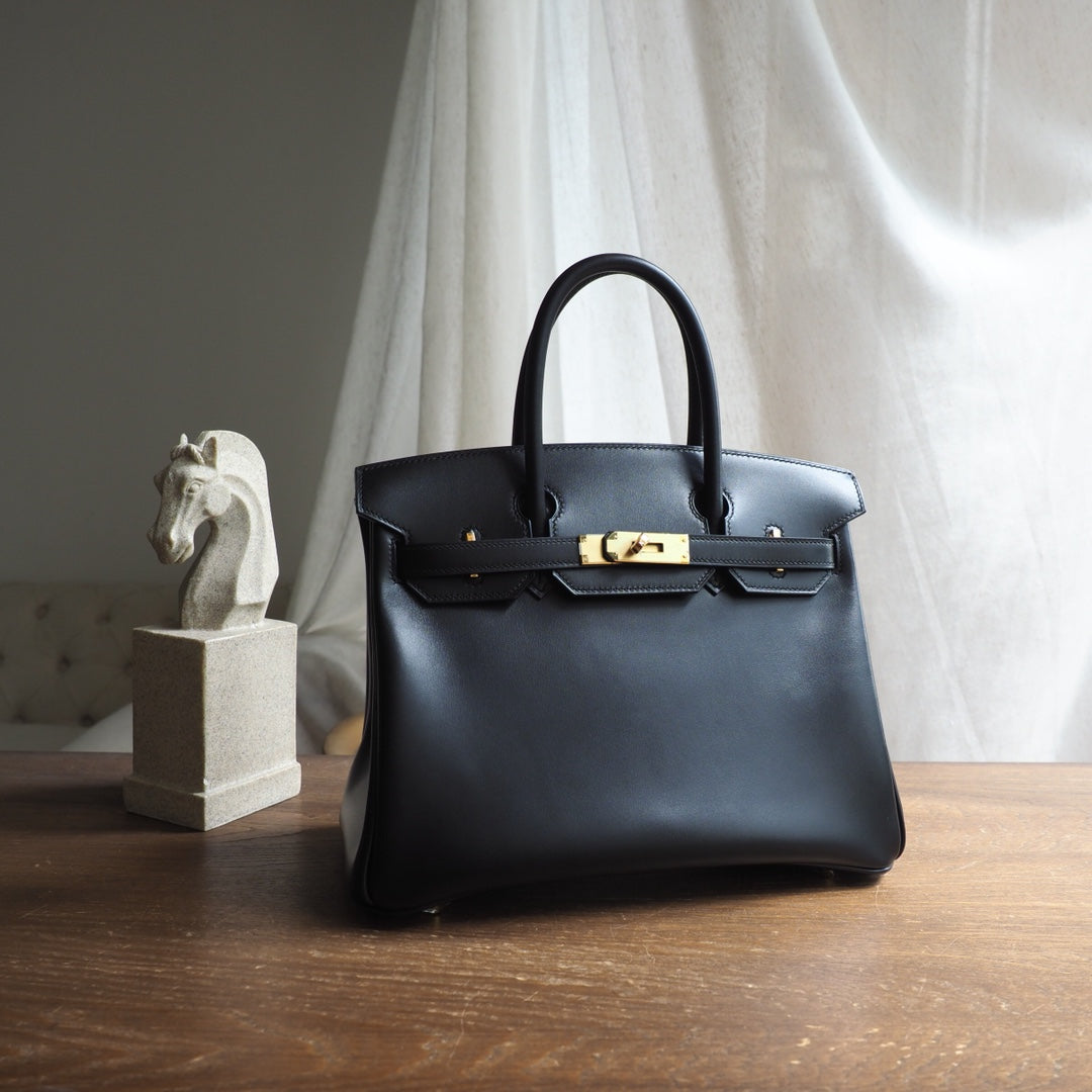 Hermes Birkin 30cm 89/黑色/Noir Box leather Gold hardware