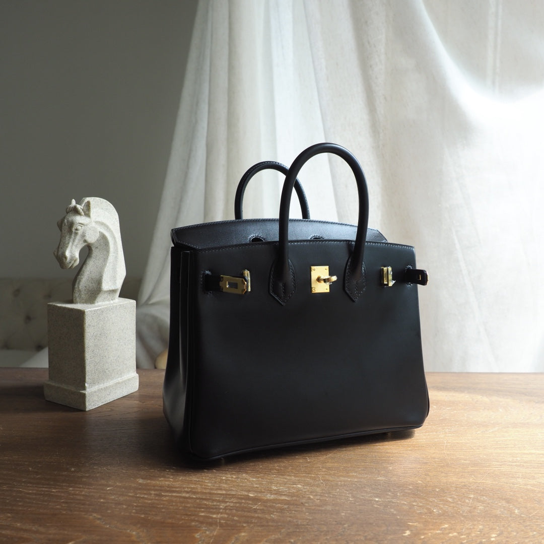 Hermes Birkin 30cm 89/黑色/Noir Box leather Gold hardware