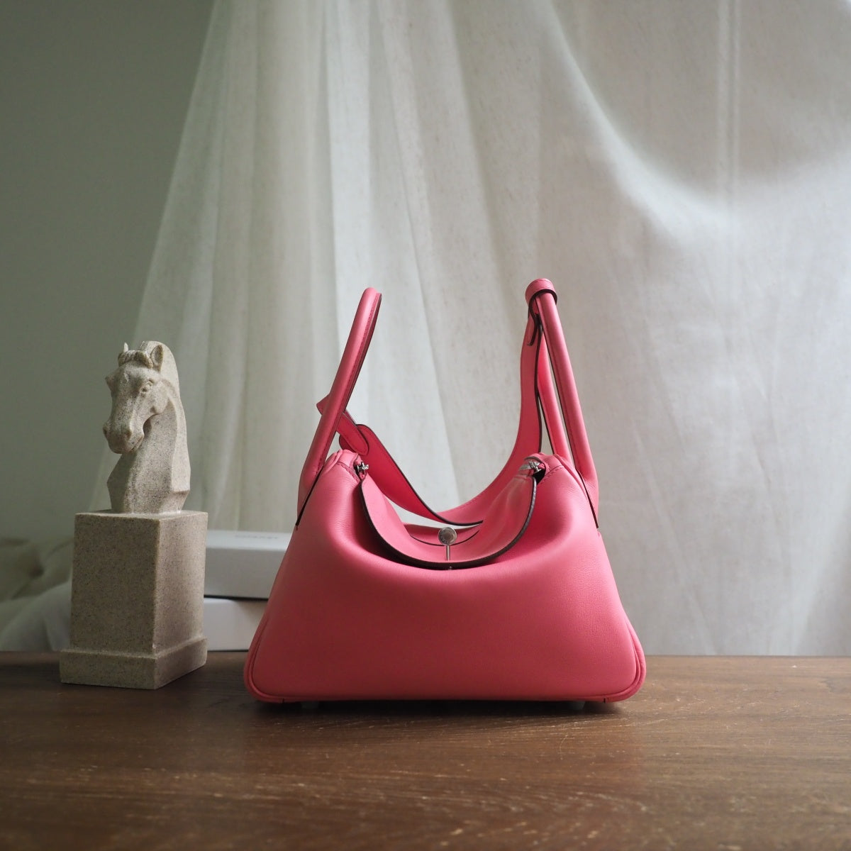Hermes Lindy 26cm U5/唇膏粉/Rose lipstick Swift leather Palladium hardware
