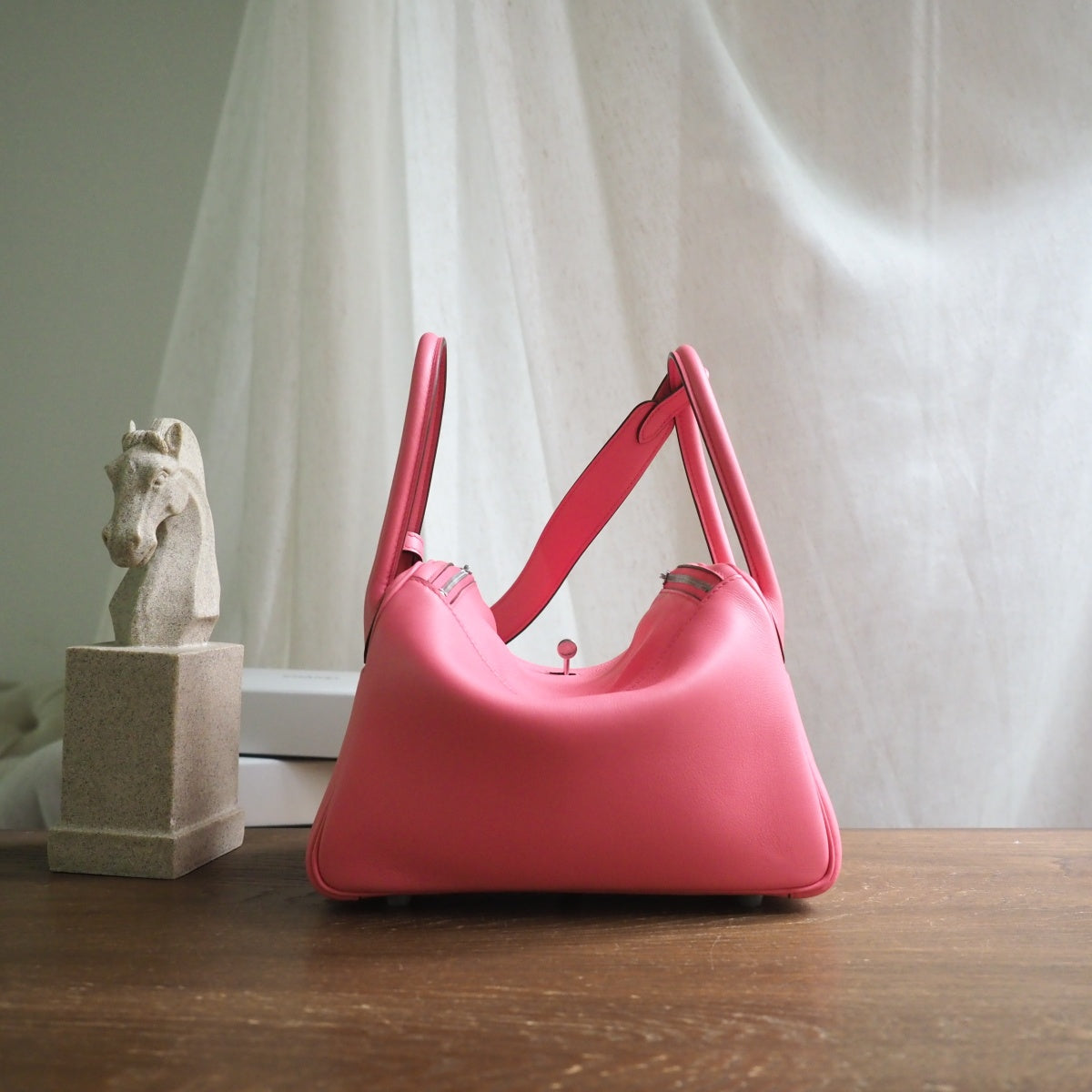 Hermes Lindy 26cm U5/唇膏粉/Rose lipstick Swift leather Palladium hardware