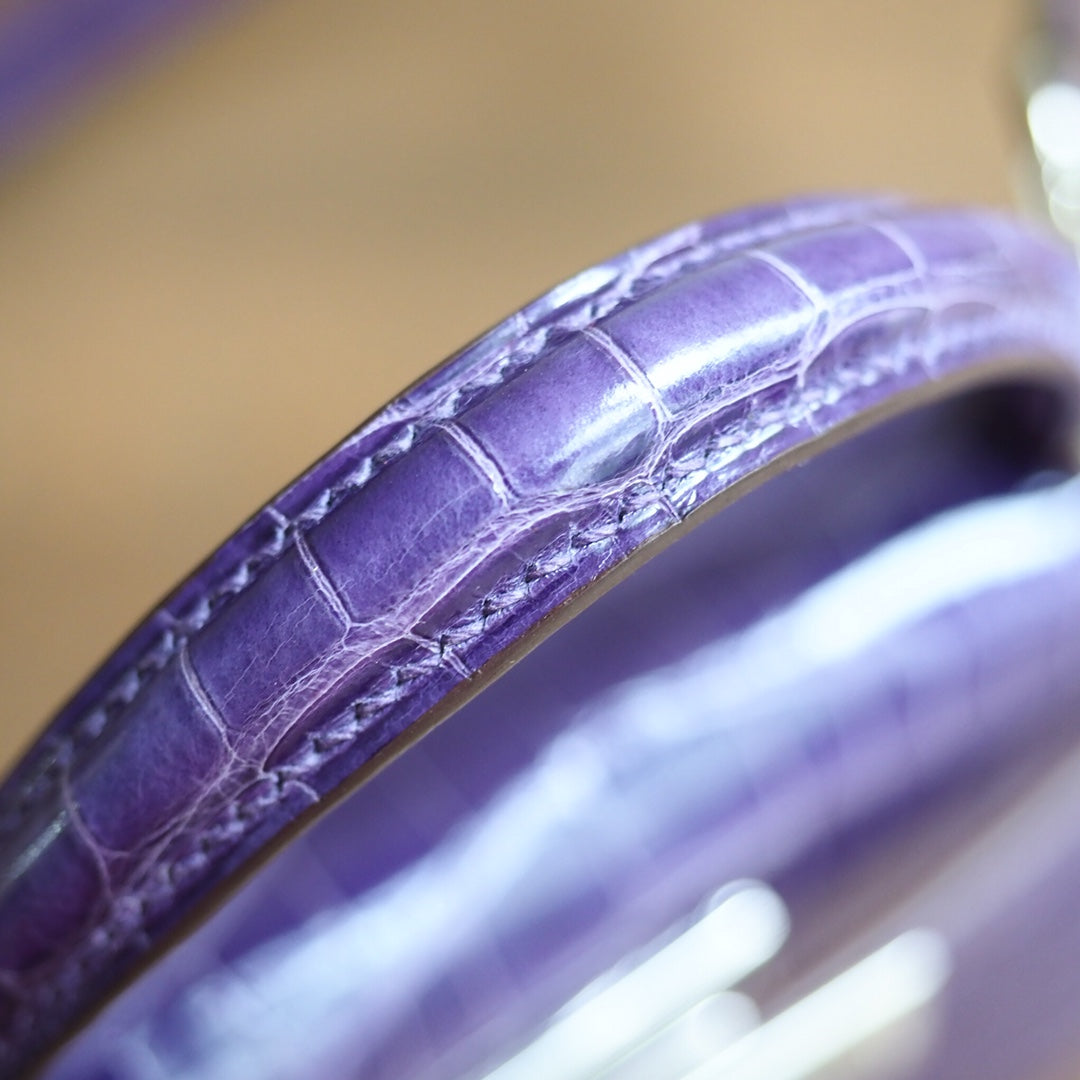 Hermes Mini Kelly 19cm 5L/极度紫/Ultraviolet Crocodile leather Palladium hardware