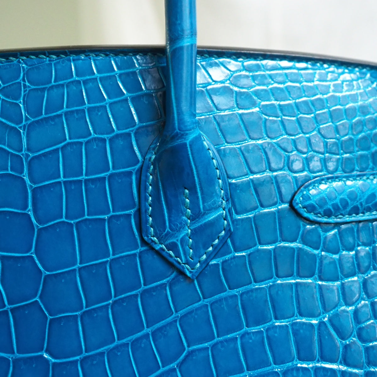 Hermes Birkin 30cm 7W/伊兹密尔蓝/Blue Izmir Crocodile leather Palladium hardware