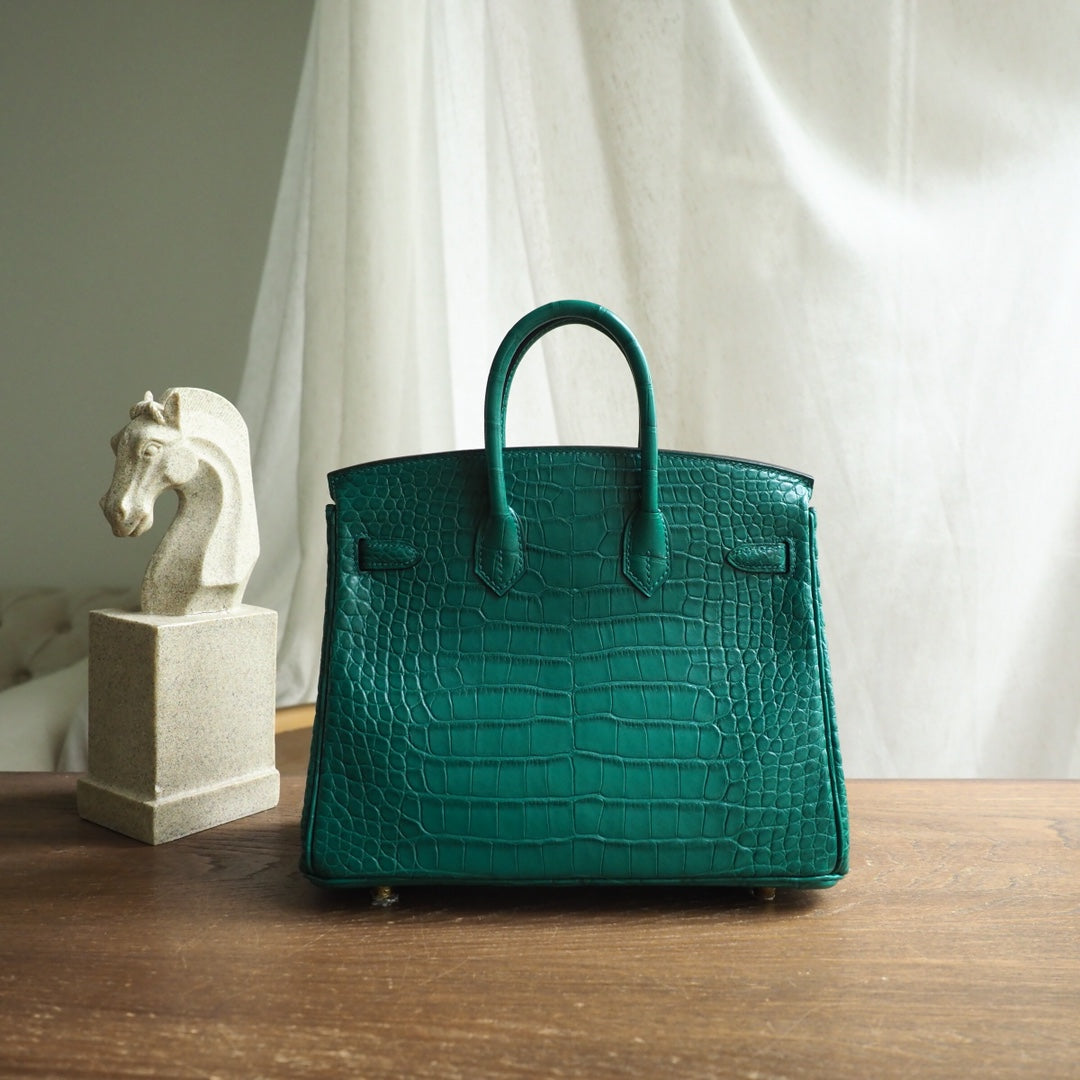 Hermes Birkin 25cm Z6/孔雀绿/Malachite Crocodile leather Gold hardware