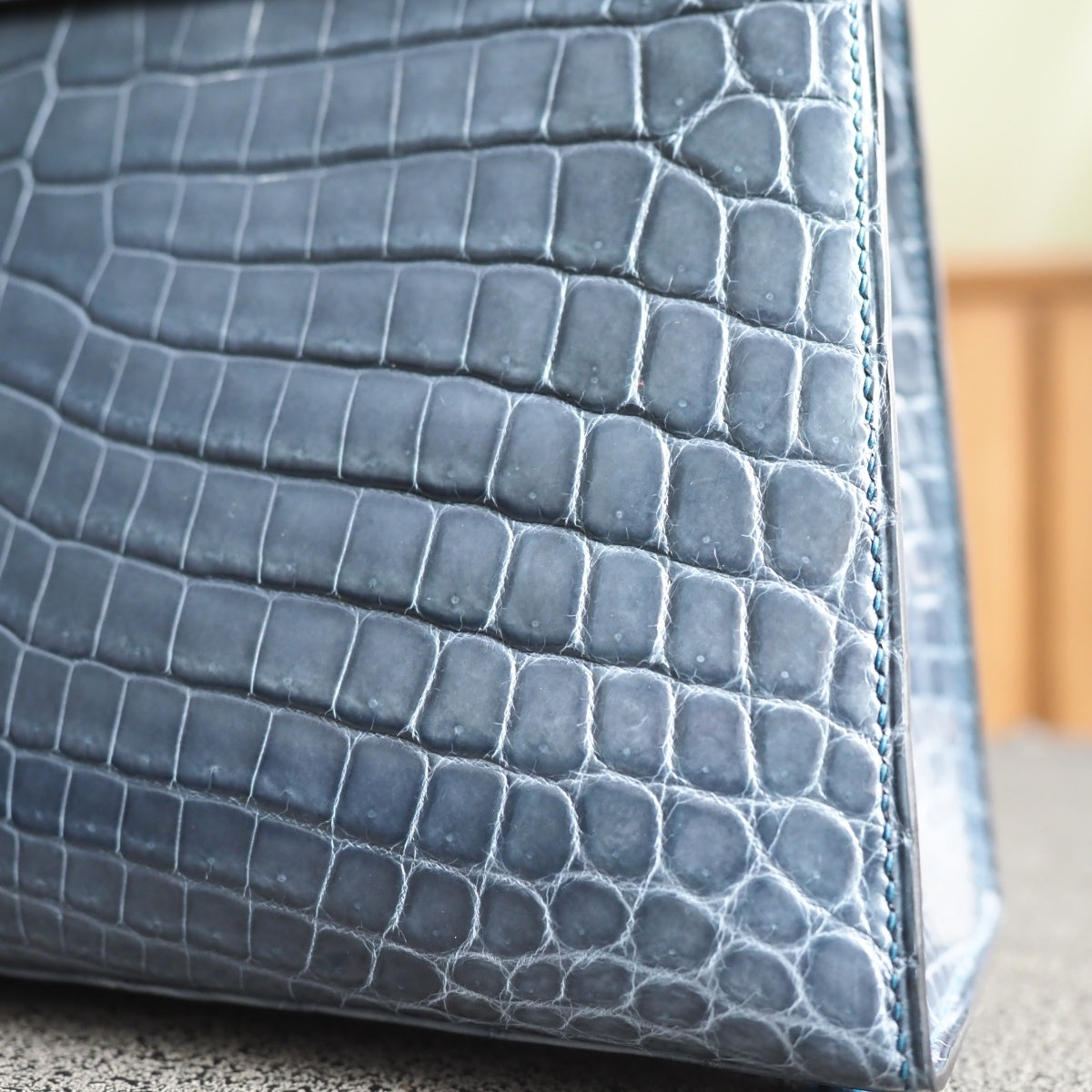 Hermes Kelly 25cm N7/风暴蓝/Blue tempete Crocodile leather Palladium hardware