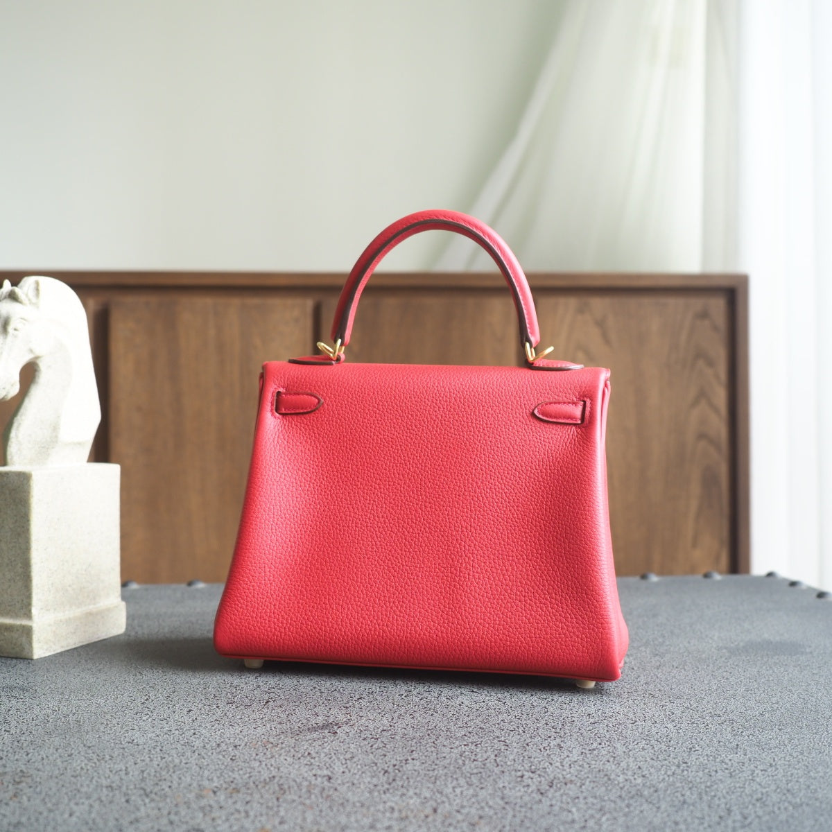 Hermes Kelly 25cm S5/番茄红/Rouge Tomato Togo leather Gold hardware