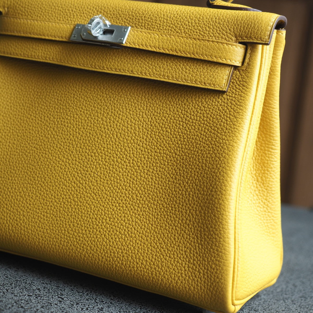 Hermes Kelly 25cm 9D/琥珀黄/Amber Tomato Togo leather Palladium hardware