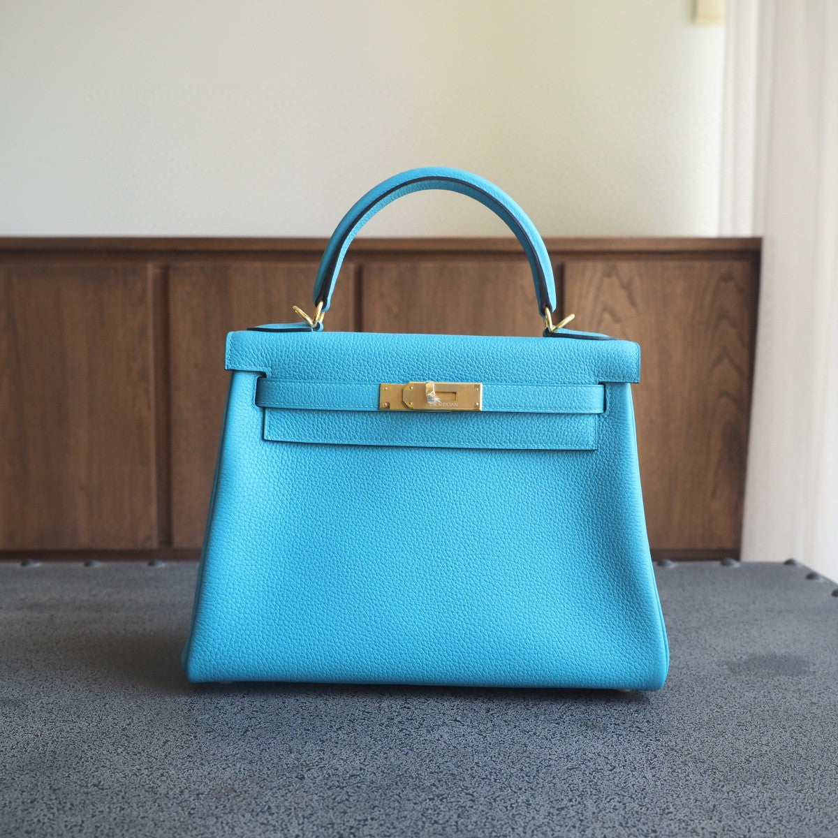 Hermes Kelly 28cm 7B/松石蓝/Turquoise blue Togo leather Gold hardware