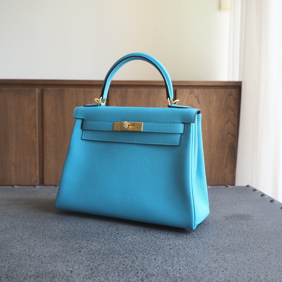 Hermes Kelly 28cm 7B/松石蓝/Turquoise blue Togo leather Gold hardware
