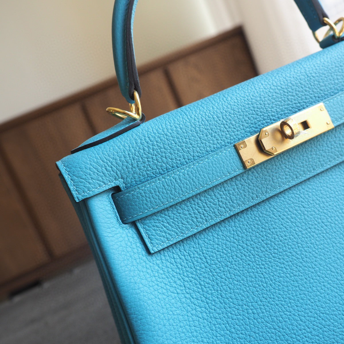 Hermes Kelly 28cm 7B/松石蓝/Turquoise blue Togo leather Gold hardware