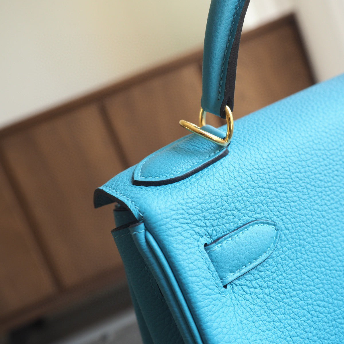 Hermes Kelly 28cm 7B/松石蓝/Turquoise blue Togo leather Gold hardware