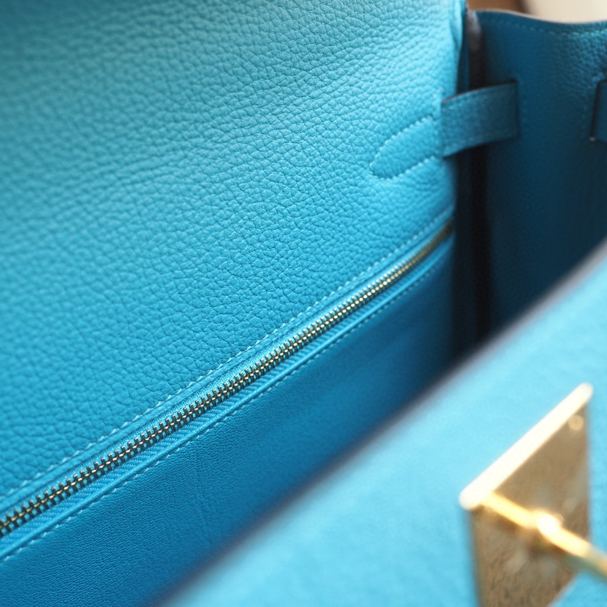 Hermes Kelly 28cm 7B/松石蓝/Turquoise blue Togo leather Gold hardware