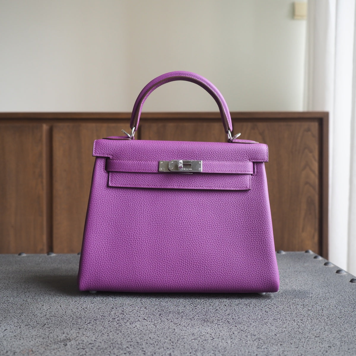 Hermes Kelly 28cm P9/海葵紫/Anemone Togo leather Palladium hardware
