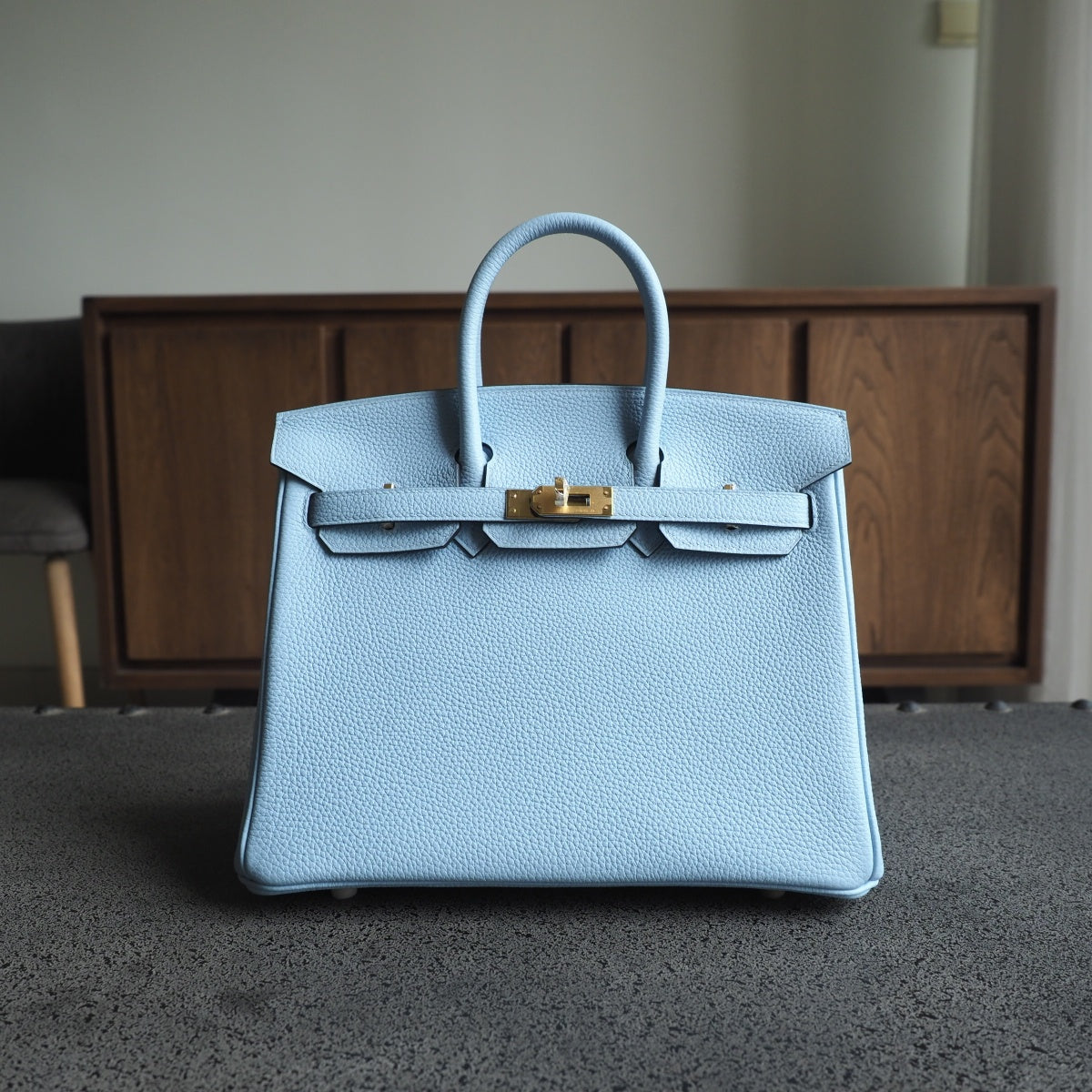 Hermes Birkin 25cm 10/雾蓝色/Blue brume Togo leather Gold hardware