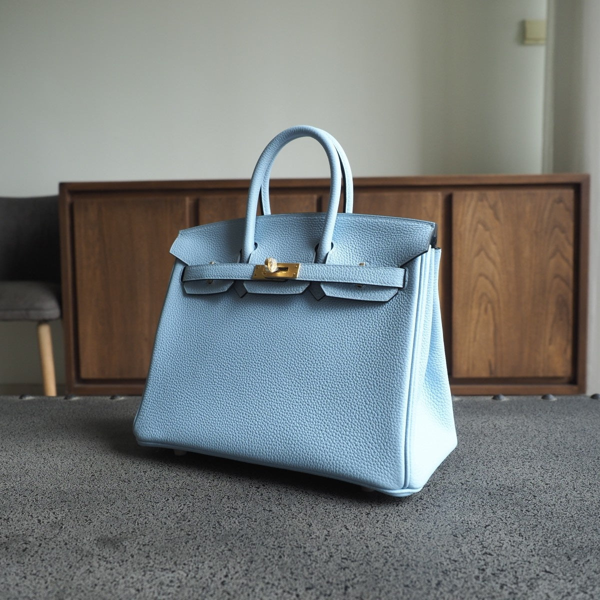 Hermes Birkin 25cm 10/雾蓝色/Blue brume Togo leather Gold hardware