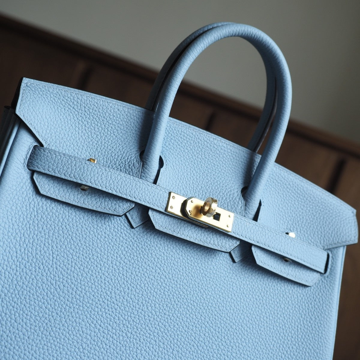 Hermes Birkin 25cm 10/雾蓝色/Blue brume Togo leather Gold hardware