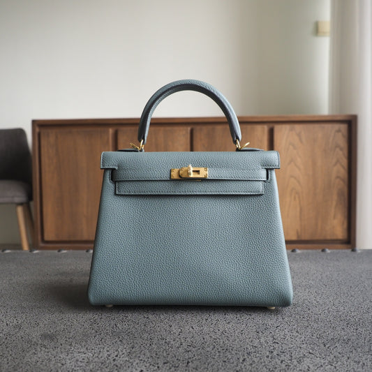 Hermes Kelly 25cm 63/杏仁绿/Vert amande Togo leather Gold hardware