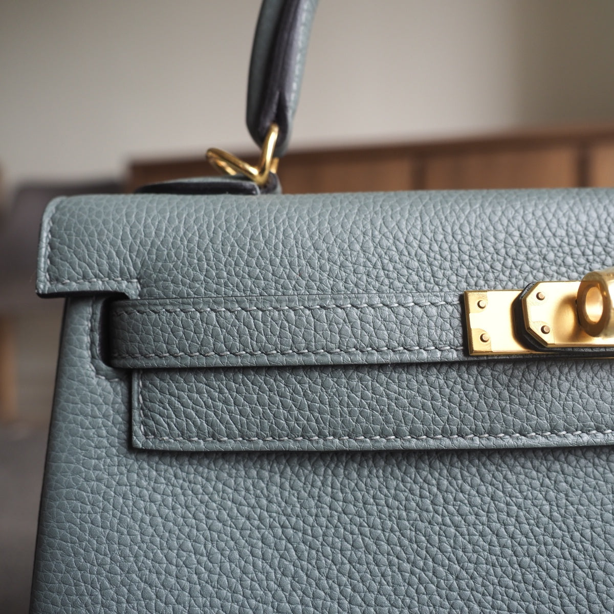 Hermes Kelly 25cm 63/杏仁绿/Vert amande Togo leather Gold hardware