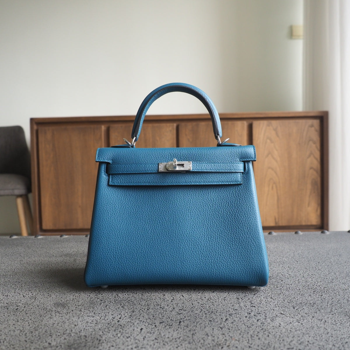Hermes Kelly 25cm W0/博斯普鲁斯绿/Vert bosphore Togo leather Palladium hardware
