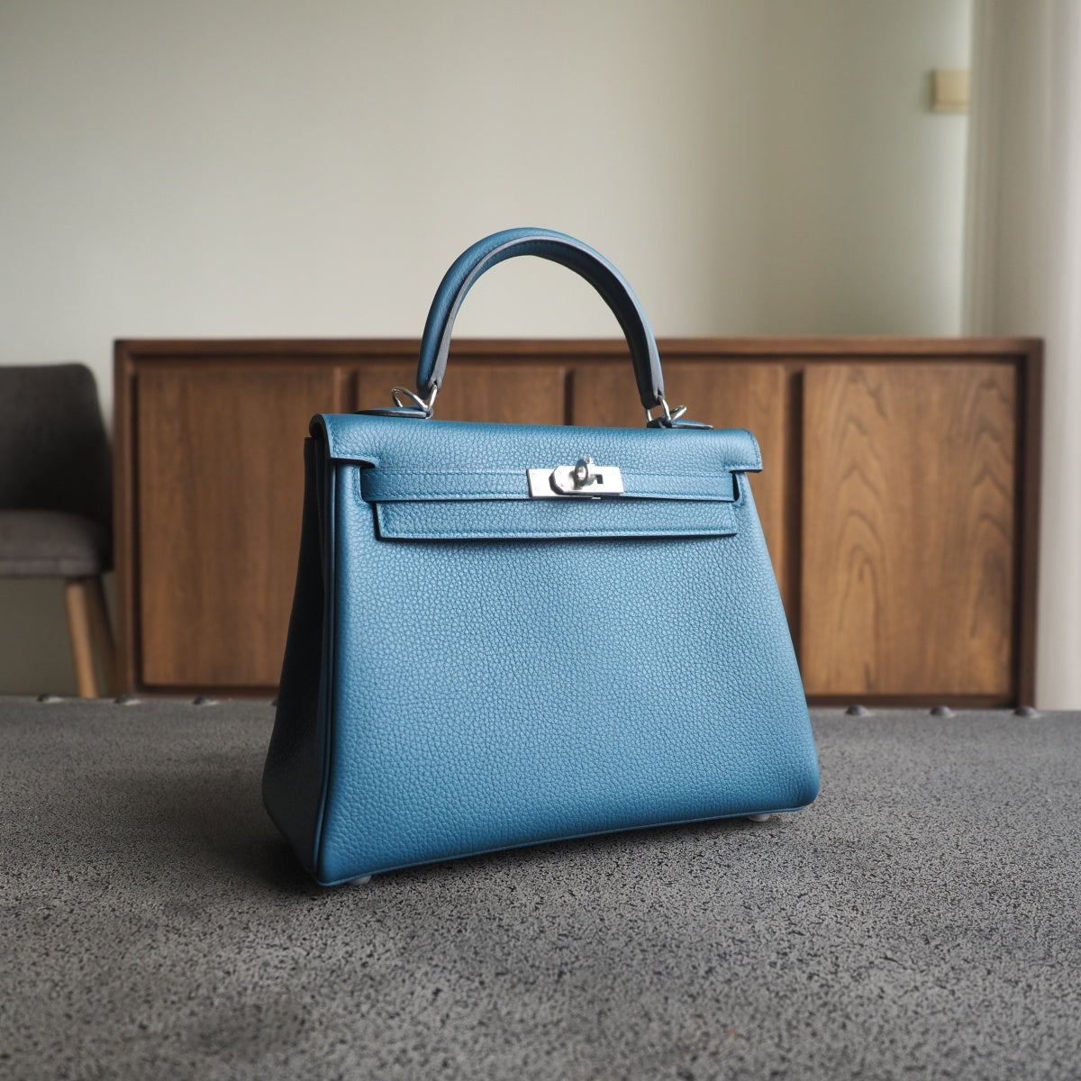 Hermes Kelly 25cm W0/博斯普鲁斯绿/Vert bosphore Togo leather Palladium hardware
