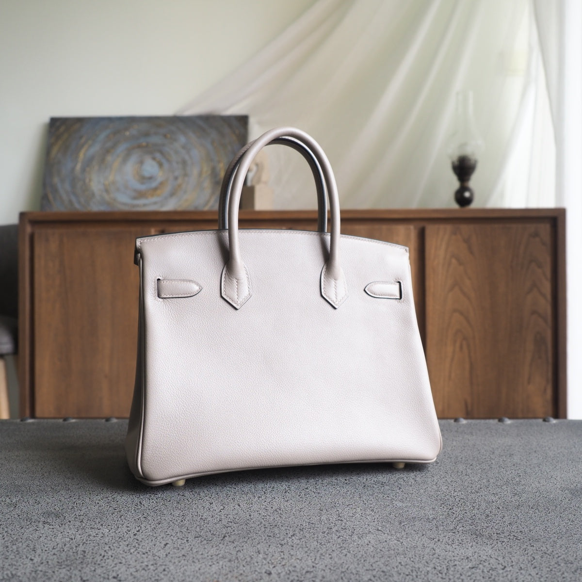 Hermes Birkin 30cm M8/沥青灰/Gris AsPhalte Evercolor leather Gold hardware