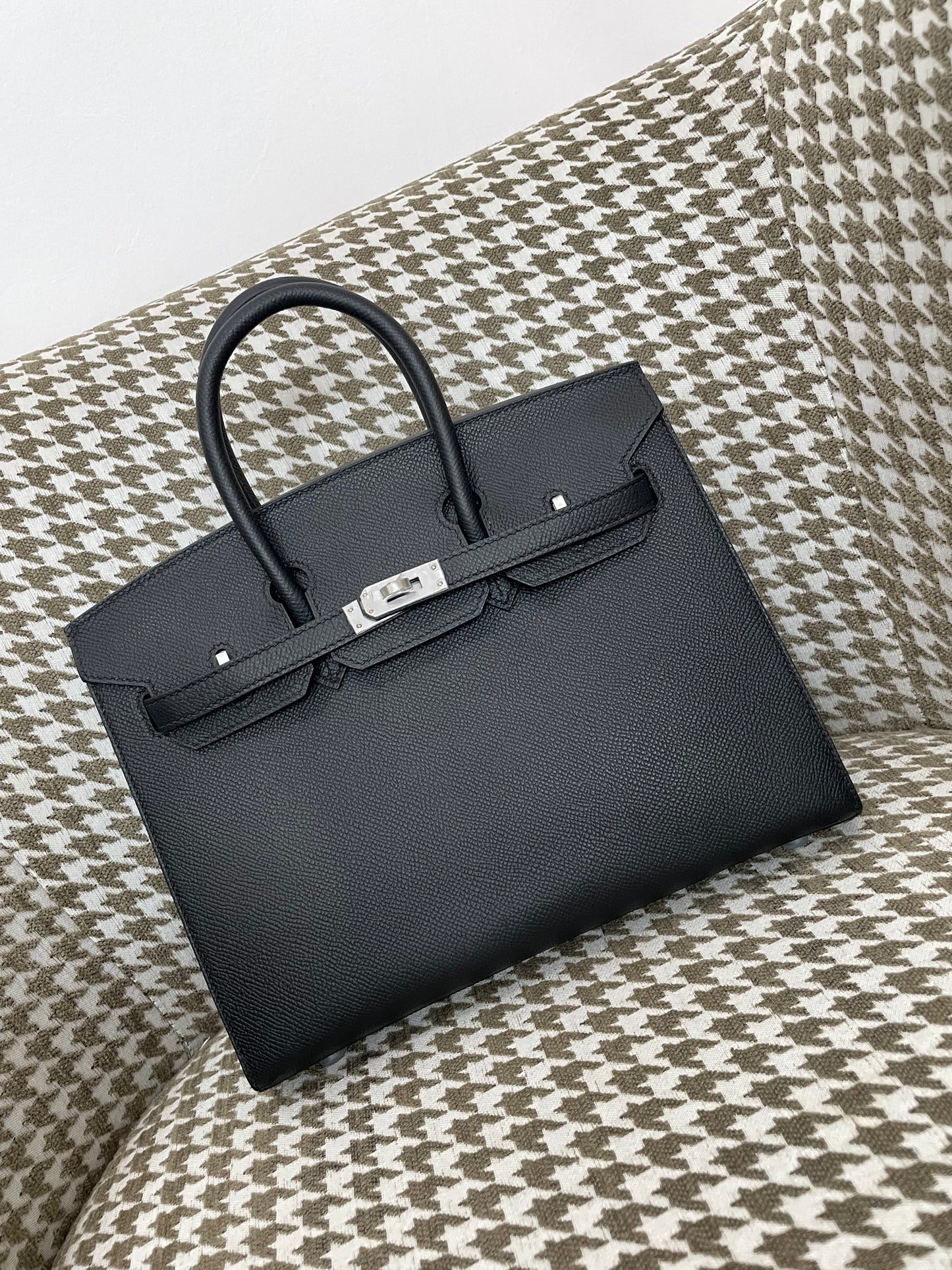 Hermes Sellier Birkin 25cm 89/黑色/Noir Epsom leather Palladium hardware