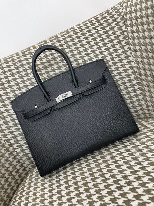 Hermes Sellier Birkin 25cm 89/黑色/Noir Epsom leather Palladium hardware