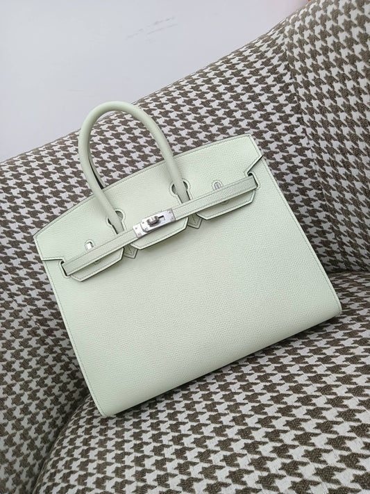 Hermes Sellier Birkin 25cm 0S/气泡绿/Mysore Epsom leather Palladium hardware